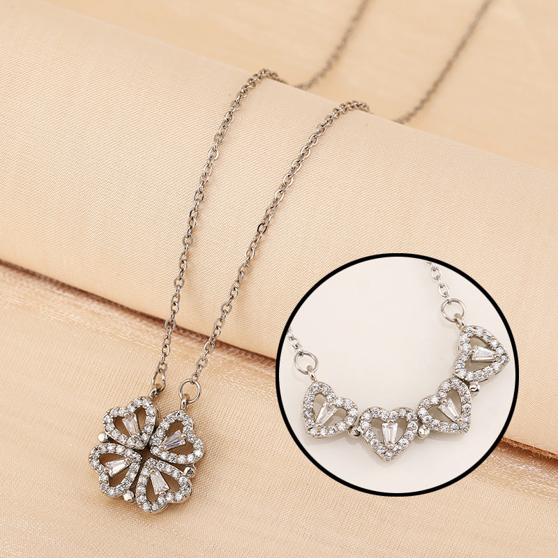 Four-Leaf Clover Hearts Necklace-3