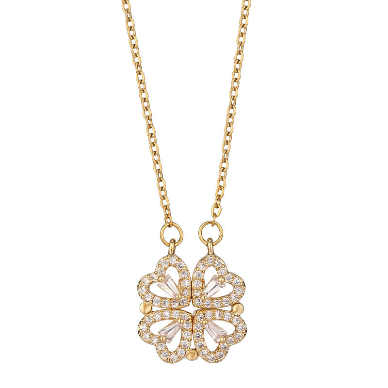 Four-Leaf Clover Hearts Necklace-0