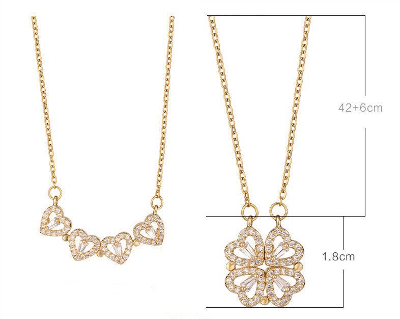 Four-Leaf Clover Hearts Necklace-4