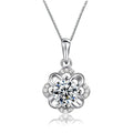 925 Sterling Silver Flower CZ Pendant Necklace-0
