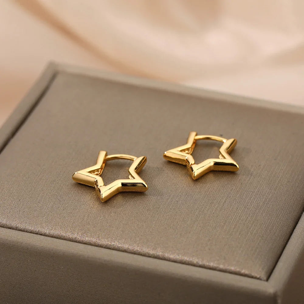 Minimalist Star Hoop Earrings for Everyday Elegance-3