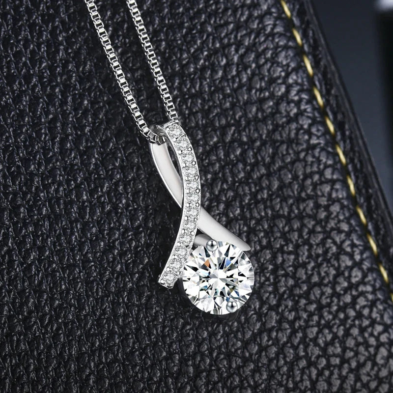 925 Silver Flower Zircon Pendant Necklace-4