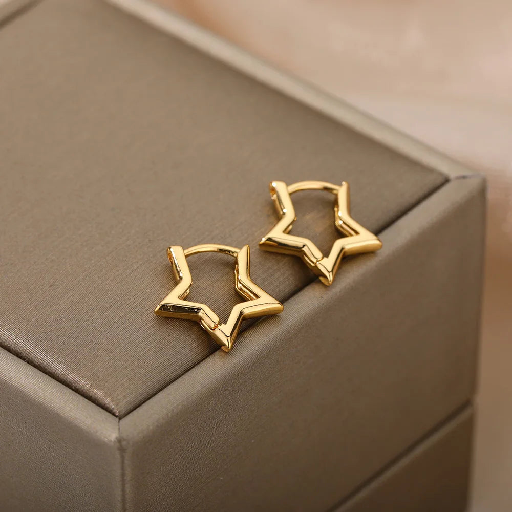 Minimalist Star Hoop Earrings for Everyday Elegance-1