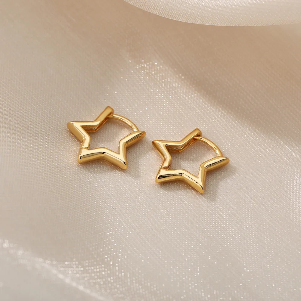 Minimalist Star Hoop Earrings for Everyday Elegance-2