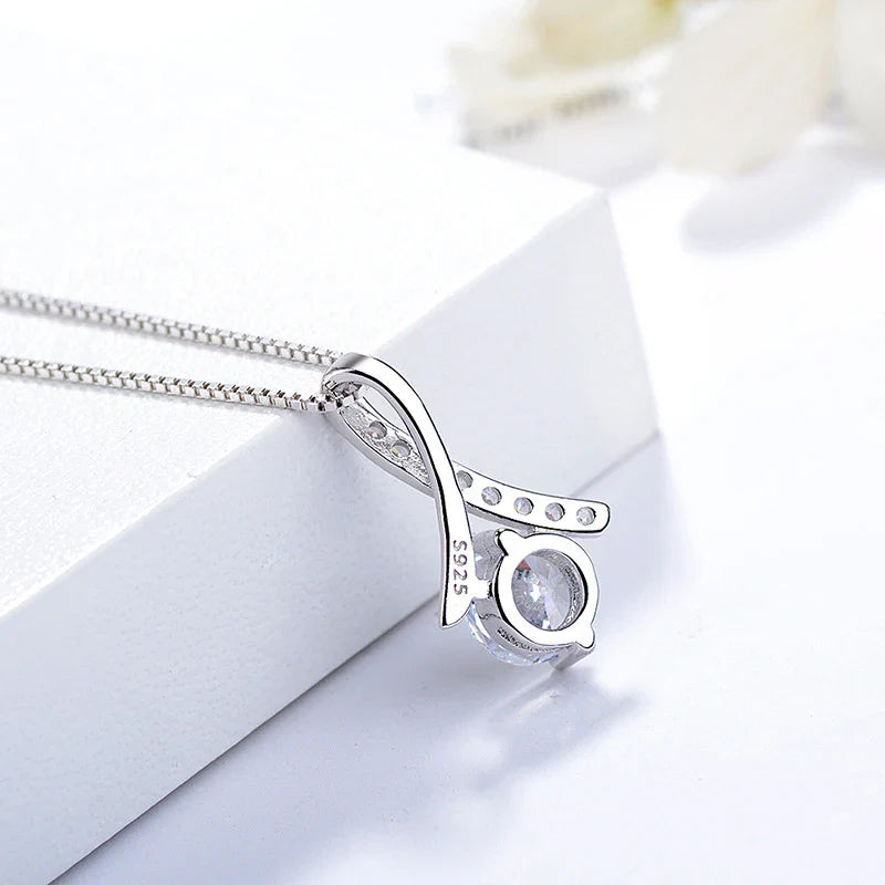 925 Silver Flower Zircon Pendant Necklace-2