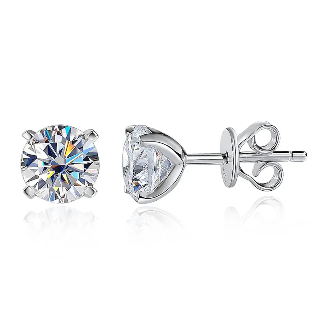925 Sterling Silver Moissanite Stud Earrings for Women-0