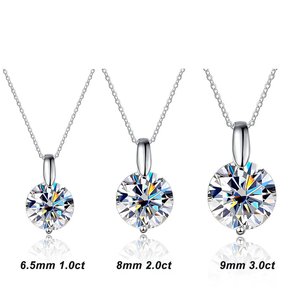 VVS1 D Round Cut Moissanite Pendant Necklace for Women-4