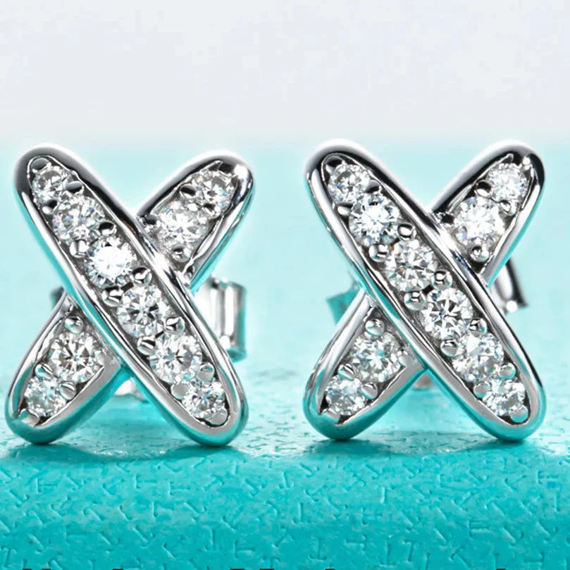 VVS1 D Color Moissanite Cross Stud Earrings-0