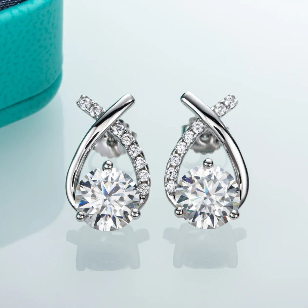 4 CTTW D Color Moissanite Stud Earrings-5