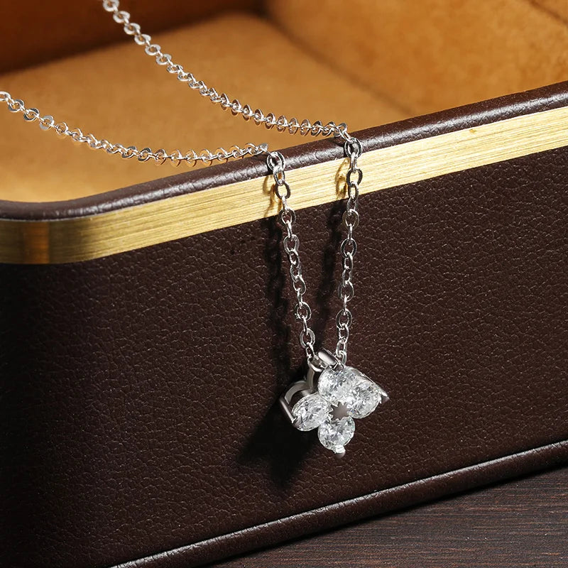 VVS1 D Flower Moissanite Pendant Necklace for Women-1