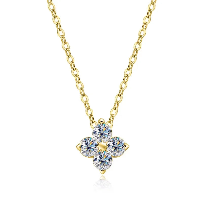 VVS1 D Flower Moissanite Pendant Necklace for Women-6