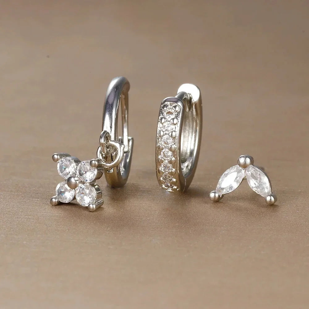 3PCS Flower Drop and Dangle Earring