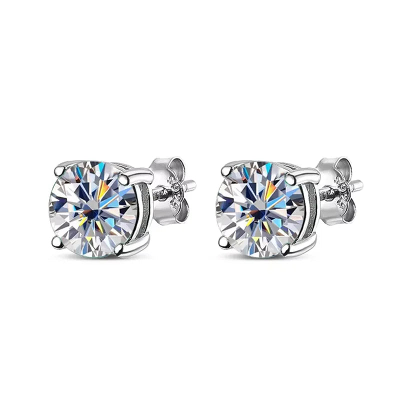 VVS1 D Round Moissanite Stud Earrings for Women-7