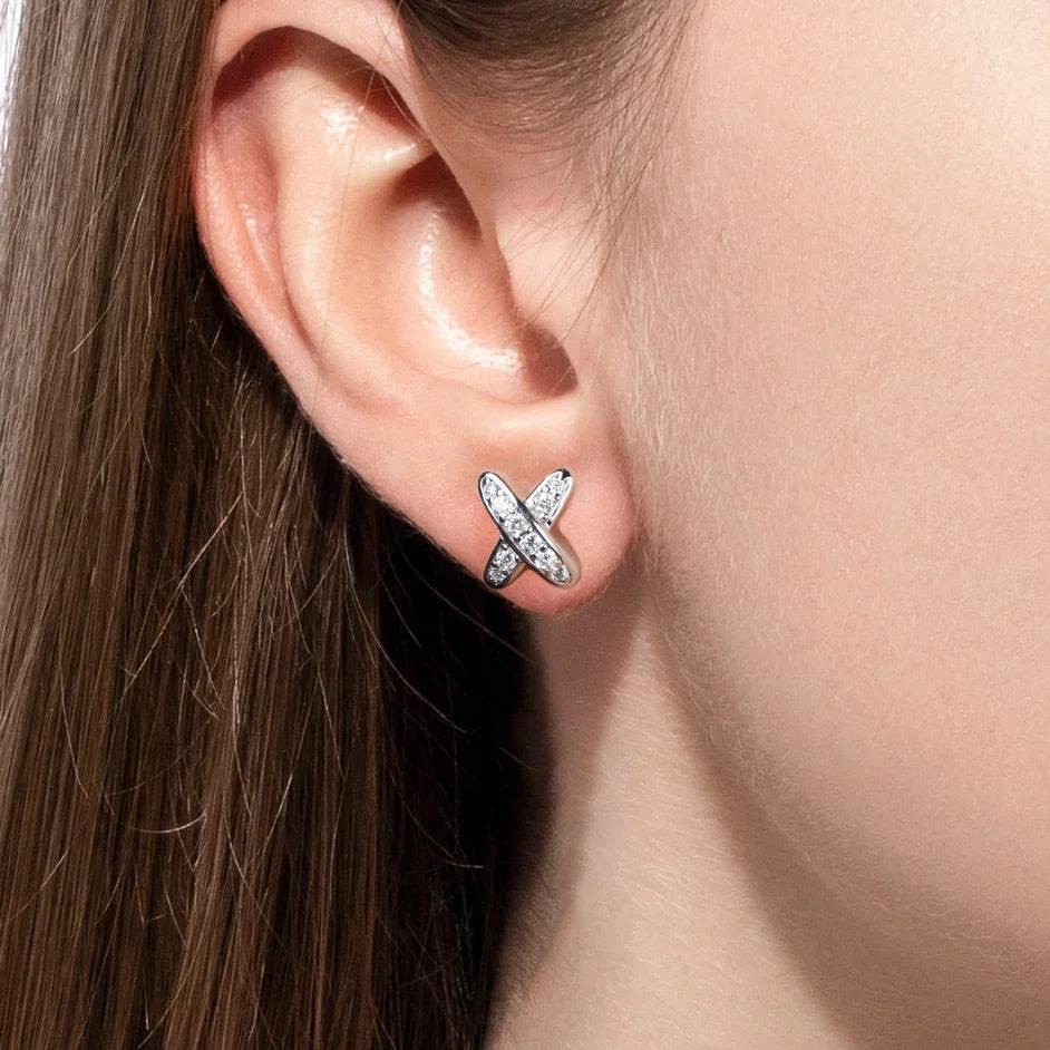 VVS1 D Color Moissanite Cross Stud Earrings-4