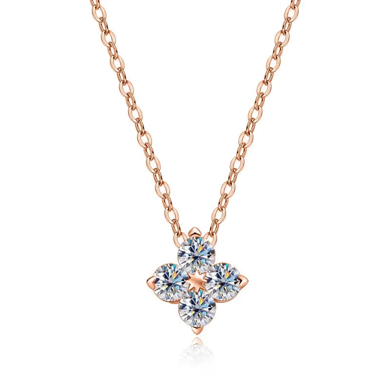 VVS1 D Flower Moissanite Pendant Necklace for Women-5