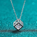 S925 Sterling Silver 1CT Moissanite Square Pendant Necklace-4