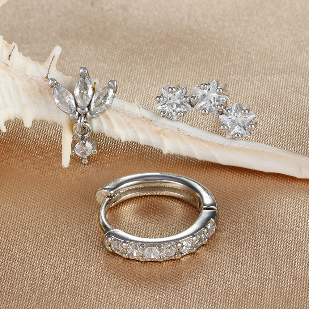 3PCS Star Zircon Hoop Huggie Earrings-2