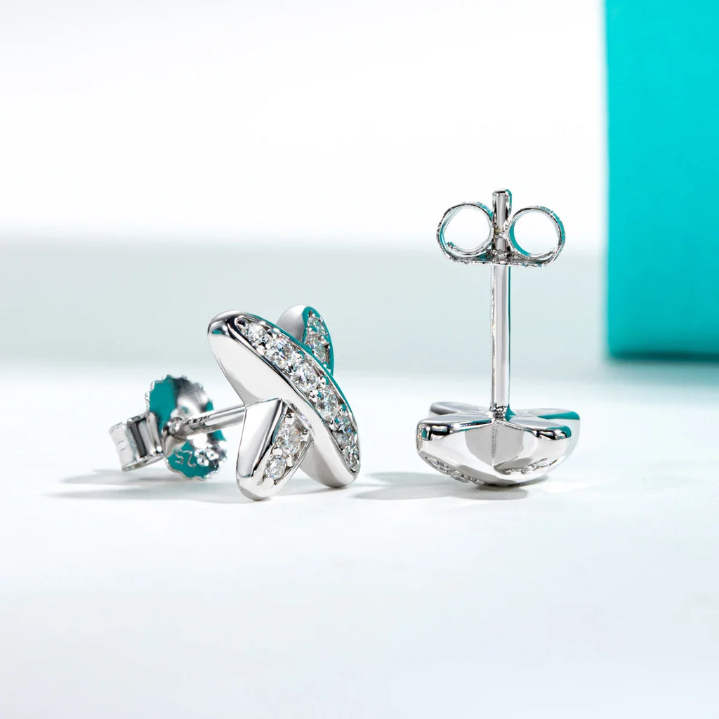 VVS1 D Color Moissanite Cross Stud Earrings-2