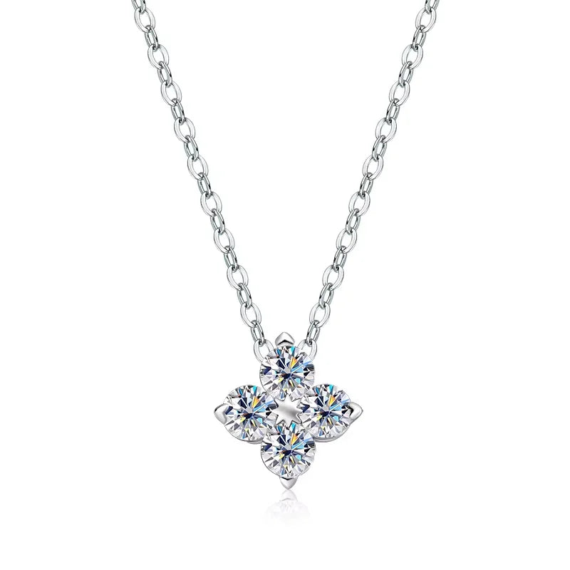 VVS1 D Flower Moissanite Pendant Necklace for Women-0
