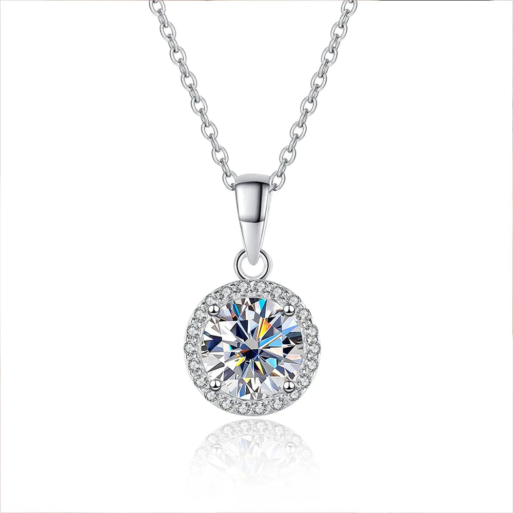 1CT Moissanite Diamond Pendant Necklace for Women-0