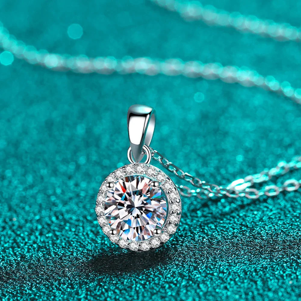 1CT Moissanite Diamond Pendant Necklace for Women-1