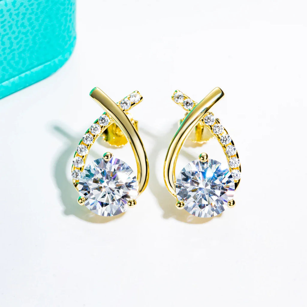 4 CTTW D Color Moissanite Stud Earrings-6