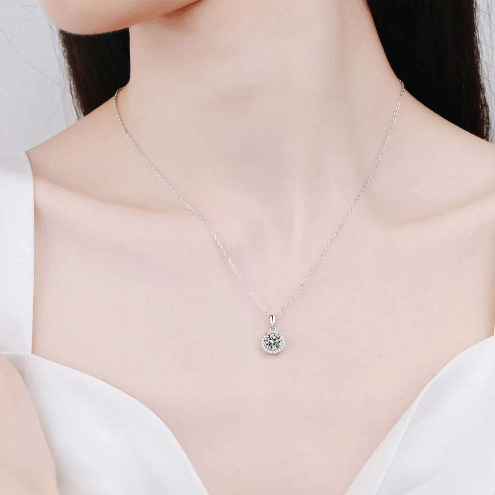 1CT Moissanite Diamond Pendant Necklace for Women-3