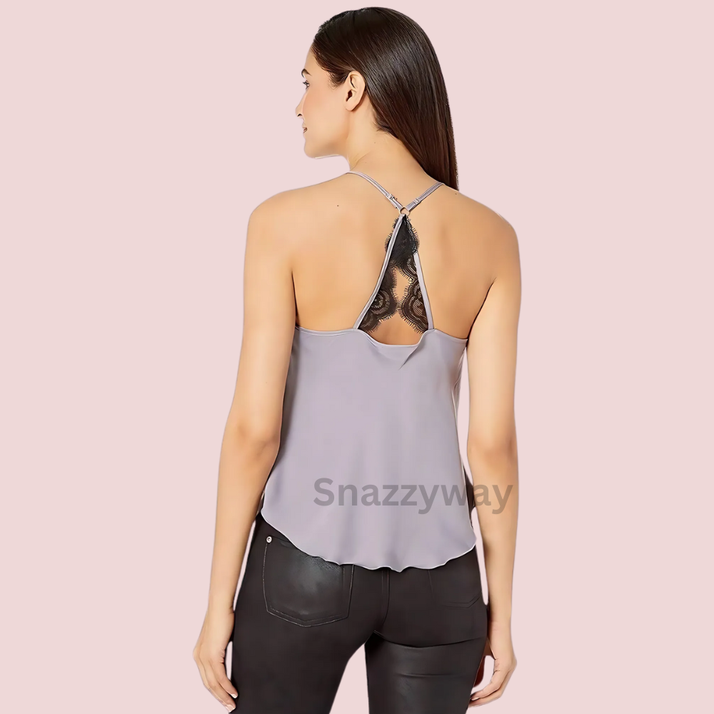 Women's floral Lace Satin V- Neck Cami Top