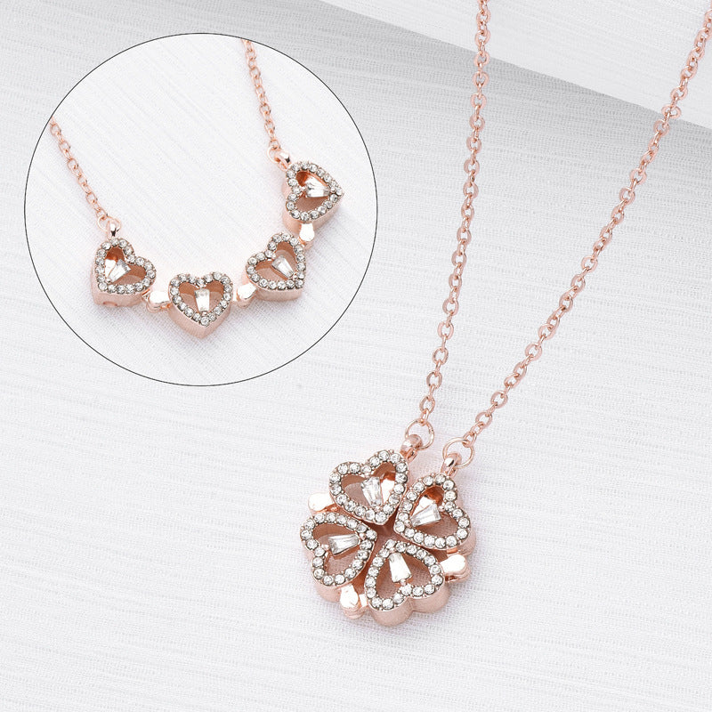 Four-Leaf Clover Hearts Necklace-6