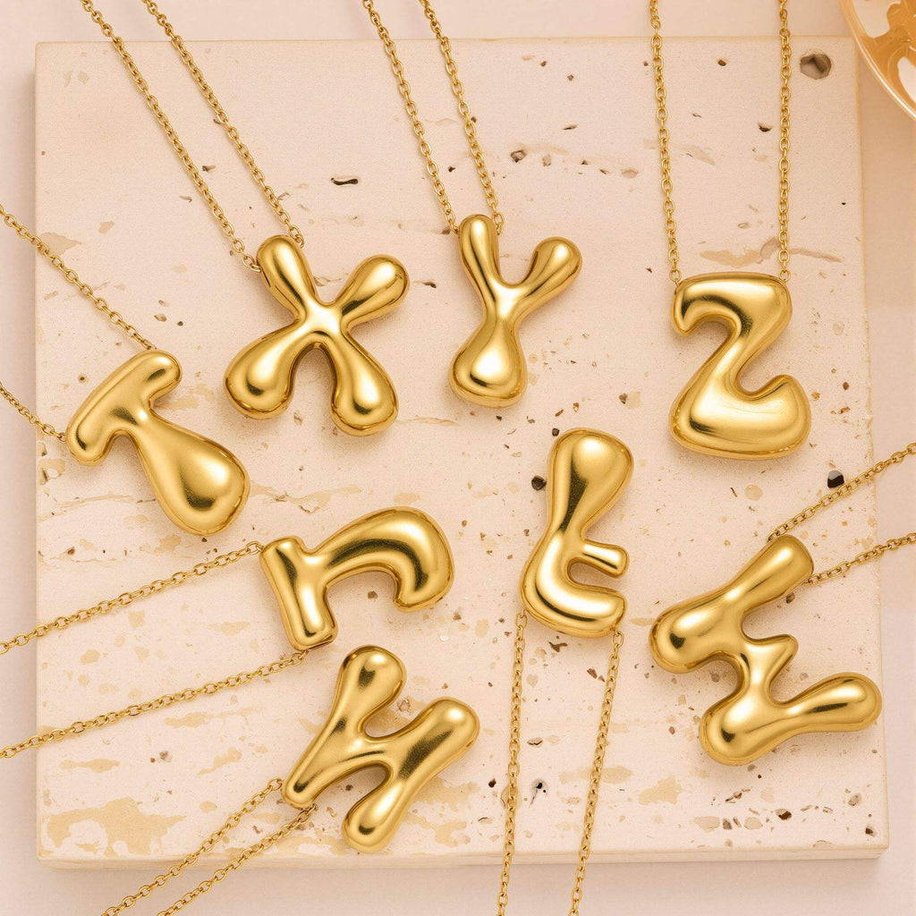 Initial Bubble Letter Necklace-3