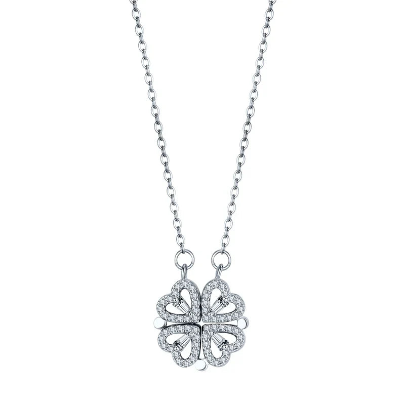 Four-Leaf Clover Hearts Necklace-5